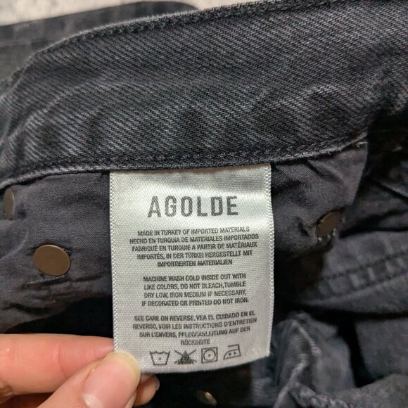 Agolde 90's Mid Rise Jeans Straight Leg Crop Cropped Black Gray Size 28 - Picture 4 of 7